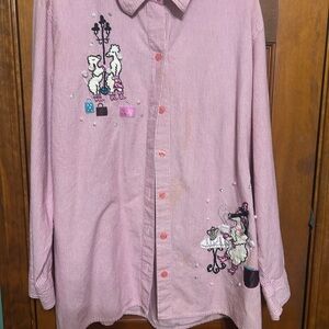 Victoria Jones Woman Pink Button Down Shirt with Embroidery